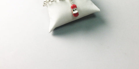 Red Enamel Sports Car Charm , car Charm S925 Sterling Silver Charms for Bracelet necklace