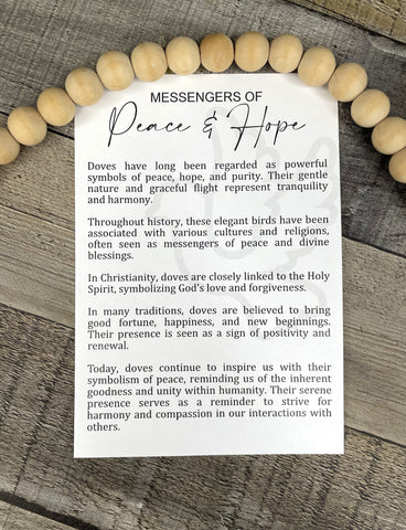 Wooden Messengers of Peace and Love Dove Ornament, Dove Ornament, Peace and Love Ornament, Dove Car Charm, Story Ornaments