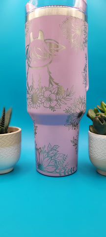 Cute Highland Cows Laser Engraved 40oz Double Wall Insulated Tumbler with Handles Custom Engraved Seamless Tumbler