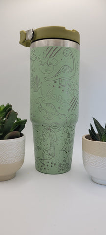 Dinosaurs Boys Gift Laser Engraved 30oz Double Wall Insulated Tumbler Custom Seamless Tumbler