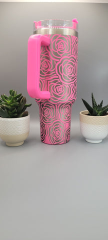 Roses,Flower gift, Floral gift 40oz Double Wall Insulated Tumbler with Handles Gift for mom, Granny, sister, Niece, Teacher gift