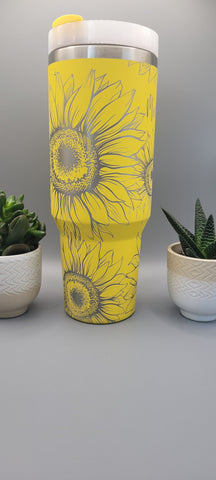 Personalised Sunflowers 40oz Double Wall Insulated Tumbler with Handles Gift for mom, Granny, sister, Niece, Teacher gift