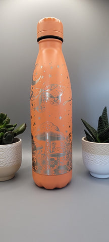 Moths and Mushrooms, Mystical Garden water bottle full Laser Engraved 500ml Insulated Water Bottle Custom Gift for sister, daughter, mom