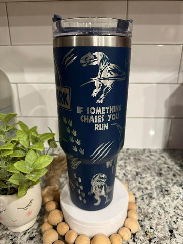 Dinosaur 40oz Double Wall Insulated Tumbler with Handles Gift for mom, Granny, sister, Teacher gift