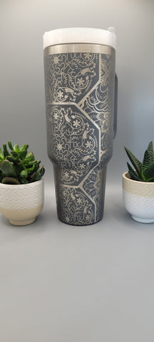 Swear Words Mandala, Mandala F*ck Mandala 40oz Double Wall Insulated Tumbler with Handles Gift for mom, Granny, sister, Teacher gift
