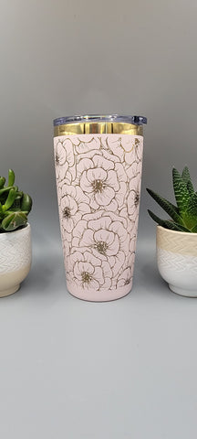 Peony Peonies, flowers, Floral Laser Engraved 20oz Double Wall Insulated Tumbler Travel mug,Seamless Tumbler ,Gift for daughter, niece