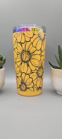 Daisy's, flower, floral gift Laser Engraved 20oz Double Wall Insulated Tumbler Travel mug,Seamless Tumbler ,Gift for daughter
