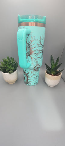 Sunflowers, Garden gift, Floral gift blossoms gift 40oz Double Wall Insulated Tumbler with Handles Gift for mom, Granny, sister, Niece