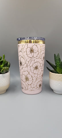 Peony Peonies, flowers, Floral Laser Engraved 20oz Double Wall Insulated Tumbler Travel mug,Seamless Tumbler ,Gift for daughter, niece