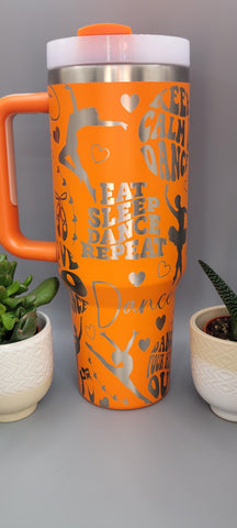 Dancer, dance, Ballet Orange 40oz Double Wall Insulated Tumbler with Handles Gift for mom, sister