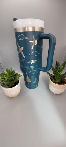 Pilot, airplane, aircraft, flying, plane spotter 40oz Double Wall Insulated Tumbler with Handles Gift Aviation, Plane spotter
