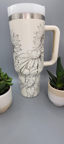 Sunflowers and Daisy, garden, flowers gift 40oz Double Wall Insulated Tumbler with Handles Gift for mom, Granny, sister, Niece