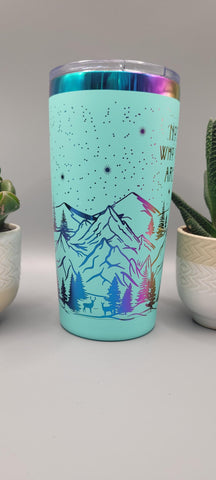Adventure, Travel mug, Not all who wander are lost Laser Engraved 20oz Double Wall Insulated Tumbler Travel mug, Seamless Tumbler