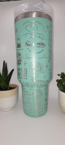 World tour, pop star, singer 40oz Double Wall Insulated Tumbler with Handles Gift for daughter, sister, Niece, best friend