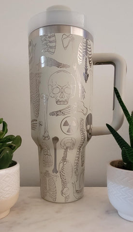 Radiology, X-ray Tech, Radiologist tumbler Xray tech, Bones 40oz Double Wall Insulated Tumbler with Handles Gift