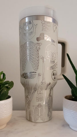 Radiology, X-ray Tech, Radiologist tumbler Xray tech, Bones 40oz Double Wall Insulated Tumbler with Handles Gift