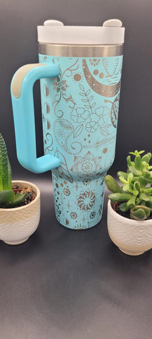 Boho, Dream catcher, Retro 40oz Double Wall Insulated Tumbler with Handles Gift