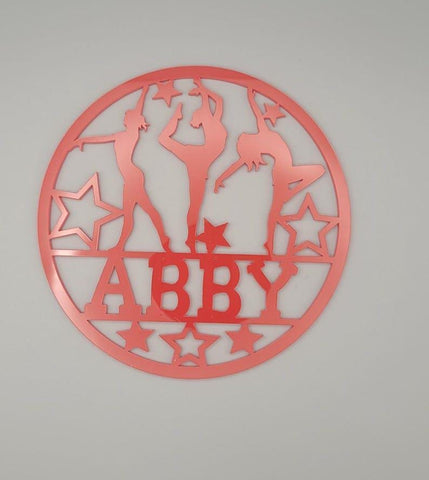 Personalised Ladies Dance, Gymnastics Teenager Girls bedroom Decor, club name sign Name, door or wall hanger In Acrylic or wood