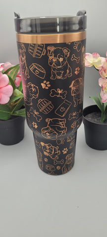 English Bulldog gift 40oz Double Wall Insulated Tumbler with Handles Gift for mom, Granny, sister, Niece, Teacher gift, dog lover gift