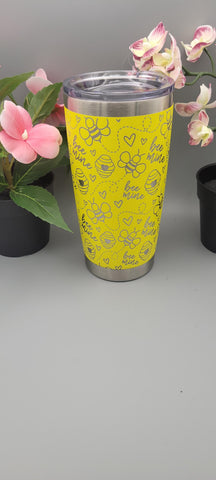 Let it Bee, hiney Bees, beehive Laser Engraved 20oz Double Wall Insulated Tumbler Travel mug,Seamless Tumbler ,Gift