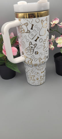 French Bulldog, Frenchie, dog mom, dog lover 40oz Double Wall Insulated Tumbler with Handles Gift for mom, Granny, sister, Niece