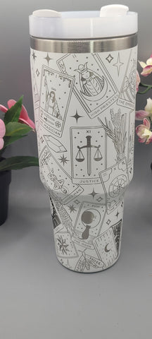 Tarot Cards 40oz Double Wall Insulated Tumbler with Handles Gift for mom, Granny, sister, Niece