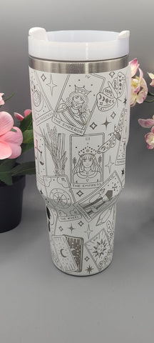 Tarot Cards 40oz Double Wall Insulated Tumbler with Handles Gift for mom, Granny, sister, Niece
