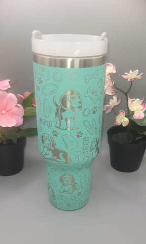 Basset Dog, dog mom 40oz Double Wall Insulated Tumbler with Handles Gift for mom, Granny, sister, Niece