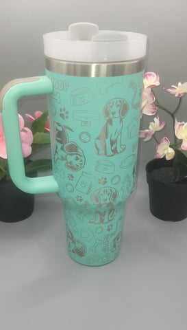 Basset Dog, dog mom 40oz Double Wall Insulated Tumbler with Handles Gift for mom, Granny, sister, Niece