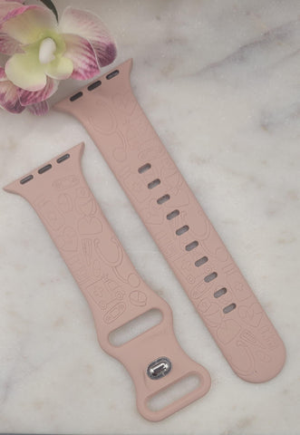 Engraved Nurses, doctors, Medical Gift Design for Apple Watch Silicone Sports Band Strap 38mm/40mm/41mm/42mm/44mm/45mm/46mm/49mm graduation
