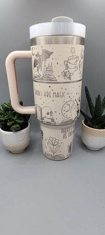 Reading, Book Lover, Story Just a girl who loves books Retro 40oz Double Wall Insulated Tumbler with Handles Gift