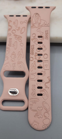 Engraved Bassett Dog, dog Design for Apple Watch Silicone Sports Band/Strap 38mm/40mm/41mm/42mm/44mm/45mm/46mm/49mm Boho