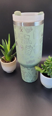 NURSE LIFE Nurse, Graduate gift, Doctor gift, Medical 40oz Double Wall Insulated Tumbler with Handles Gift for mom, Granny, sister, Niece