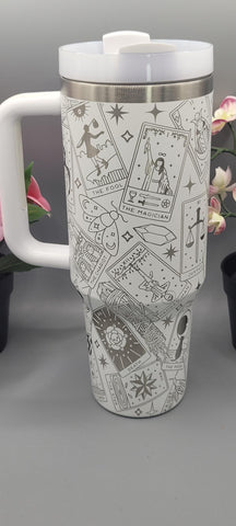 Tarot Cards 40oz Double Wall Insulated Tumbler with Handles Gift for mom, Granny, sister, Niece