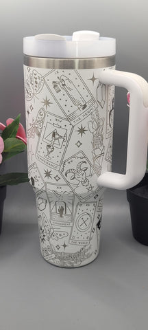 Tarot Cards 40oz Double Wall Insulated Tumbler with Handles Gift for mom, Granny, sister, Niece