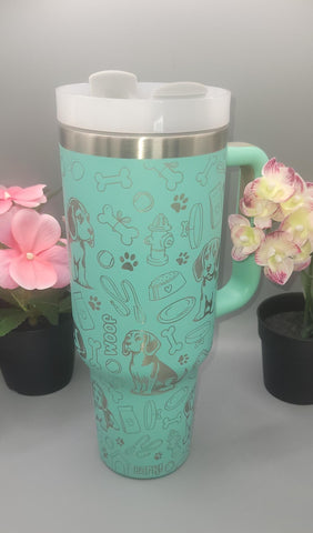 Basset Dog, dog mom 40oz Double Wall Insulated Tumbler with Handles Gift for mom, Granny, sister, Niece