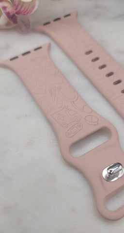 Engraved Nurses, doctors, Medical Gift Design for Apple Watch Silicone Sports Band Strap 38mm/40mm/41mm/42mm/44mm/45mm/46mm/49mm graduation
