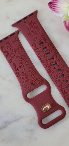 Engraved German Shepard Design for Apple Watch Silicone Sports Band/Strap 38mm/40mm/41mm/42mm/44mm/45mm/46mm/49mm Boho
