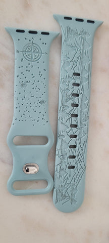 Engraved Travel, wanderer, mountain scene Gift Design for Apple Watch Silicone Sports Band/Strap 38mm/40mm/41mm/42mm/44mm/45mm/46mm/49mm