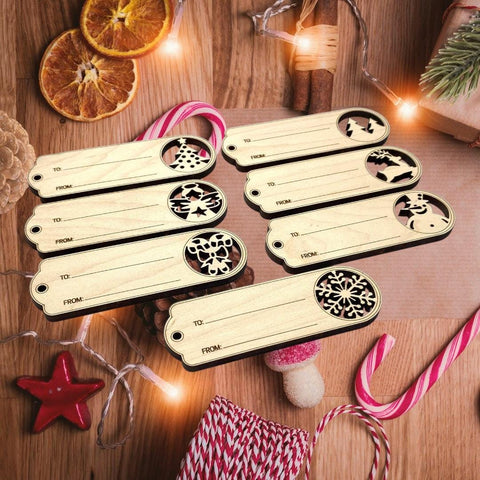 Personalized Wooden Christmas Gift Tag Custom Engraved Holiday Name Tag, Rustic Xmas Present Label, Stocking Tag Ornament Christmas Name tag