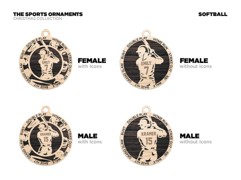 Personalized Softball Ornament Custom Wood Sports Keepsake, Athlete Gift, Coach Gift, Team Gift, Sports Fan Christmas Ornament Softball