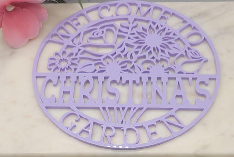 Personalised Garden Round Sign Personalized Garden Escape Door or Wall Plaque, Mothers Day Gift, Acrylic or Wood, Custom Name Garden sign