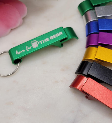 Here for the Beer Bottle Opener Keyring Custom Engraved University Student Gift Unique Graduation Present, Practical Dorm Accessory