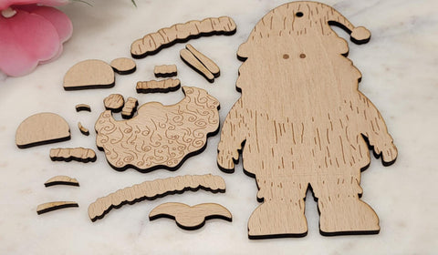DIY Paint Your Own Christmas Santa Kit Wooden Ornament Craft Set for Kids & Adults, Holiday DIY Activity, Unfinished Wood No Paint or Glue