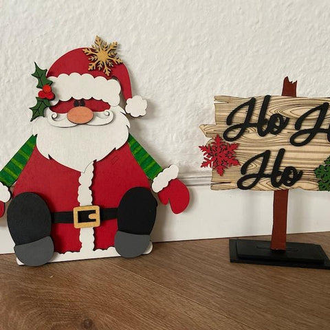 DIY Paint Your Own Christmas Santa Kit Wooden Ornament Craft Set for Kids & Adults, Holiday DIY Activity, Unfinished Wood No Paint or Glue