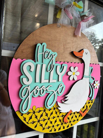 DIY Paint Your Own Hey Silly Goose Wooden Welcome Door Sign Kit Make Your Own Front Door Sign Unpainted Wood Blank for Home Decor