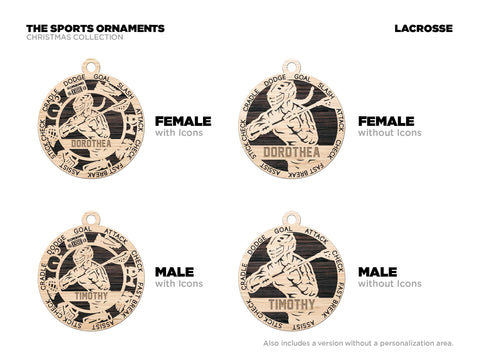 Personalized Lacrosse Ornament Custom Wood Sports Keepsake, Athlete Gift, Coach Gift, Team Gift, Sports Fan Christmas Ornament Lacrosse