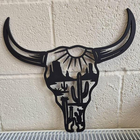 Desert Cow skull Sign Personalized Garden Escape Door or Wall Plaque Mothers Day Gift Acrylic or Wood Custom sign