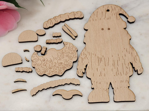 DIY Paint Your Own Christmas Santa Kit Wooden Ornament Craft Set for Kids & Adults, Holiday DIY Activity, Unfinished Wood No Paint or Glue