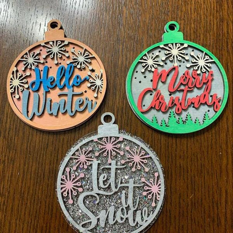 DIY Paint Your Own Christmas Baubles Kit Wooden Ornament Craft Set for Kids & Adults, Holiday DIY Activity, Unfinished Wood No Paint or Glue